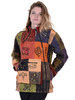 Manteau à capuche patchwork multicolore